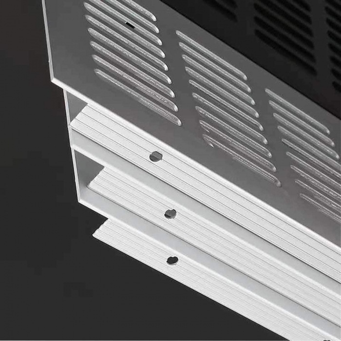 Grila ventilare din aluminiu, finisaj inox periat, 484x60 mm [4]