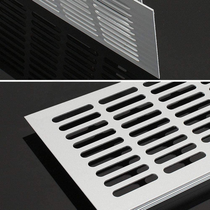 Grila ventilare din aluminiu, finisaj inox periat, 484x60 mm [7]