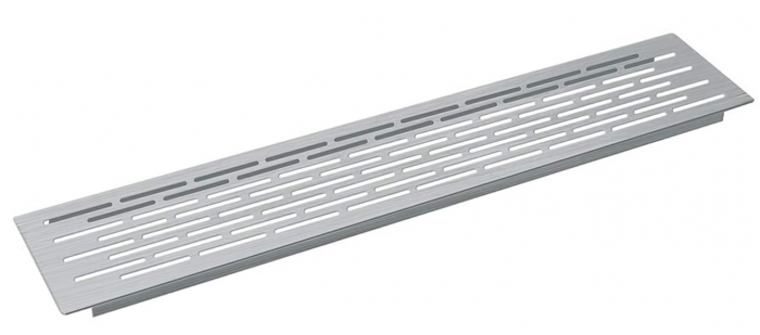 Grila ventilare din aluminiu, finisaj inox periat, 484x60 mm [1]