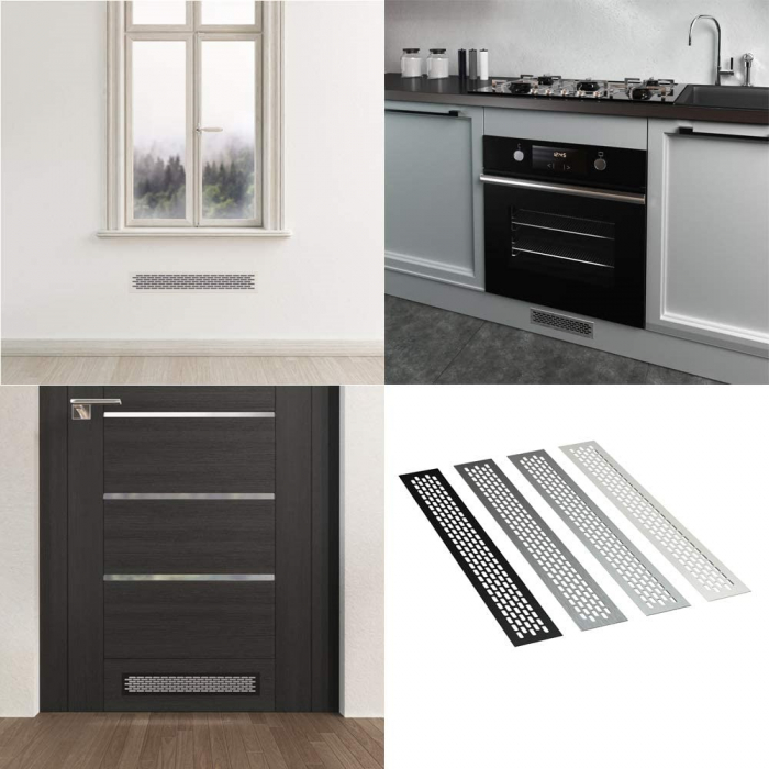 Grila ventilare din aluminiu, finisaj inox periat, 484x60 mm [5]