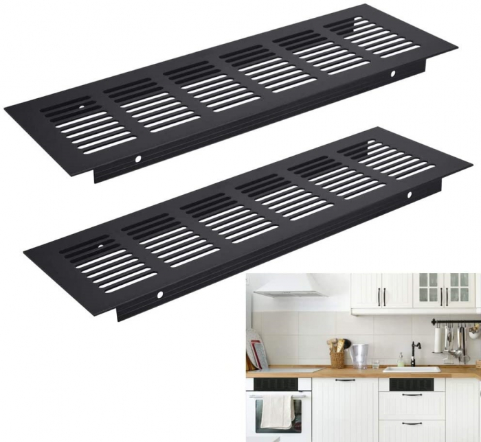Grila ventilare din aluminiu, finisaj negru, 484x100 mm [6]
