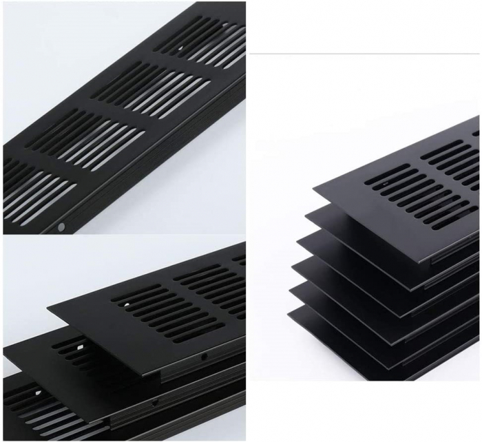 Grila ventilare din aluminiu, finisaj negru, 484x100 mm [5]
