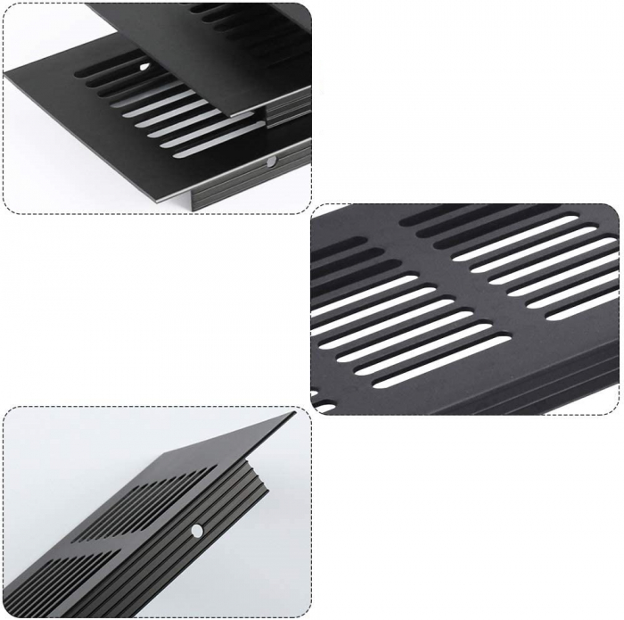 Grila ventilare din aluminiu, finisaj negru, 484x60 mm [7]