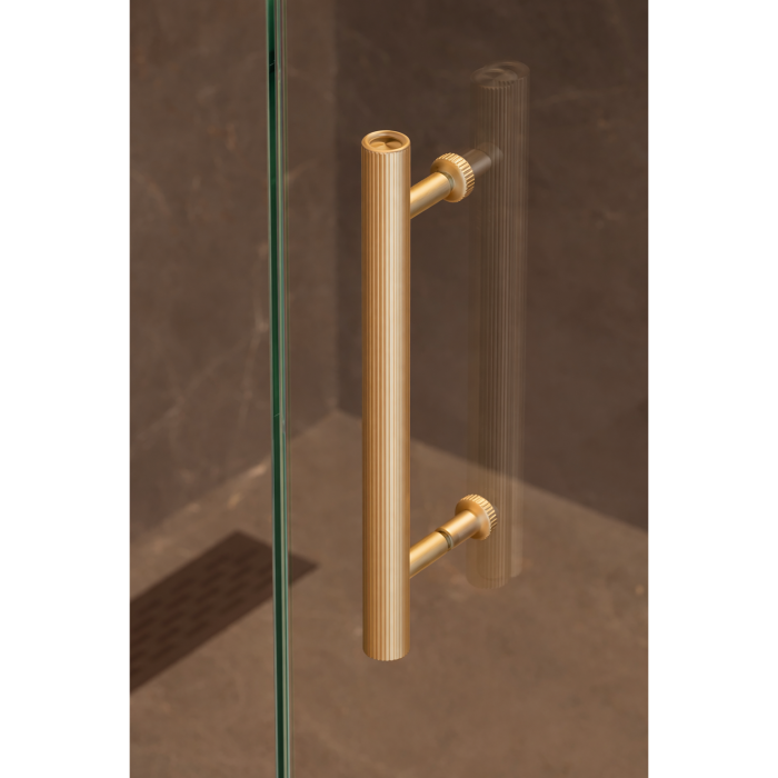 Kit montaj pentru maner Boto pe usi de sticla / cabina dus, finisaj alama cava periata, D:18 mm [4]