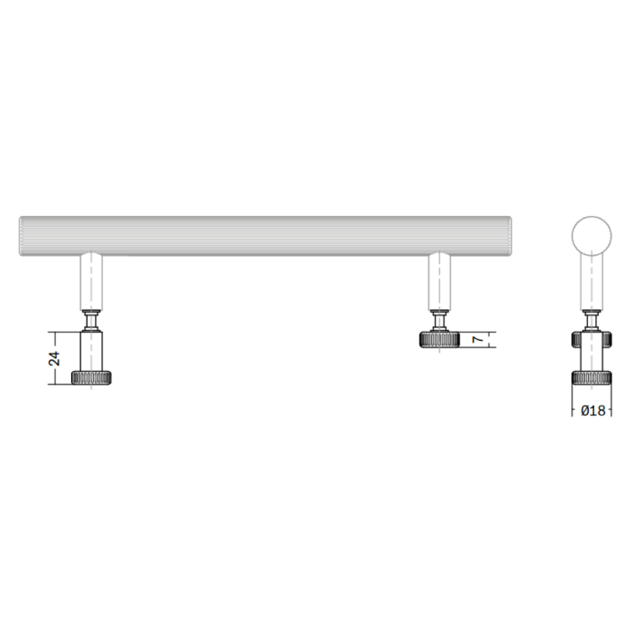 Kit montaj pentru maner Boto pe usi de sticla / cabina dus, finisaj alama cava periata, D:18 mm [5]