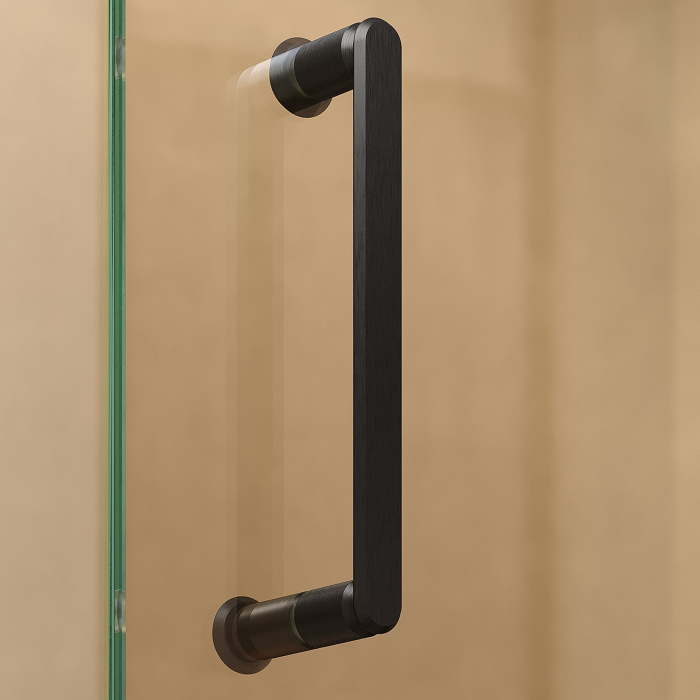 Kit montaj pentru maner Fase pe usi de sticla / cabina dus, finisaj negru periat, D:23 mm [4]