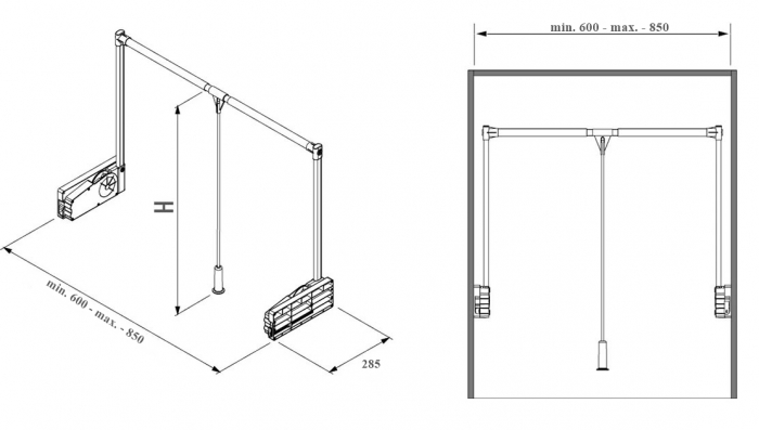 Lift pentru haine, finisaj alb, S-6013-W-02, greutate suportata 10 kg [4]