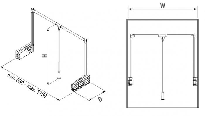Lift pentru haine, finisaj gri, S-6013-G-04, greutate suportata 10 kg [5]