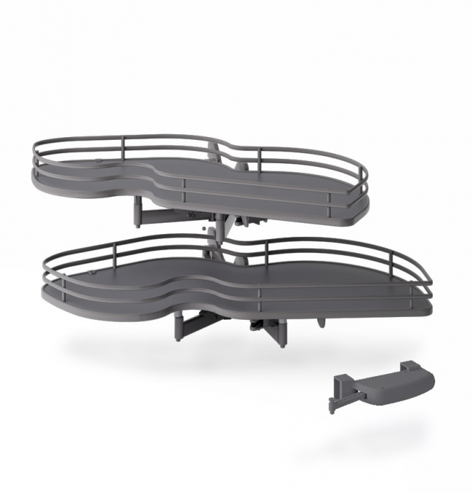 Combi 2 - Rafturi rotative cu extractie completa, Inoxa 846BE Ellite, pentru dulap de colt cu deschidere spre dreapta si usa de 45 cm, finisaj ardezie [3]