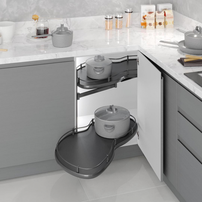 Magic Corner pentru dulap de colt  S-3013-A, cu deschidere spre stanga si usa de 45 cm, finisaj antracit [2]