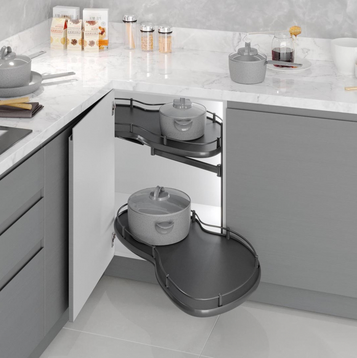 Magic Corner pentru dulap de colt  S-3014-A, cu deschidere spre dreapta si usa de 45 cm, finisaj antracit [2]