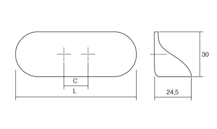 Maner Cala, L:80 mm, finisaj alb mat [2]