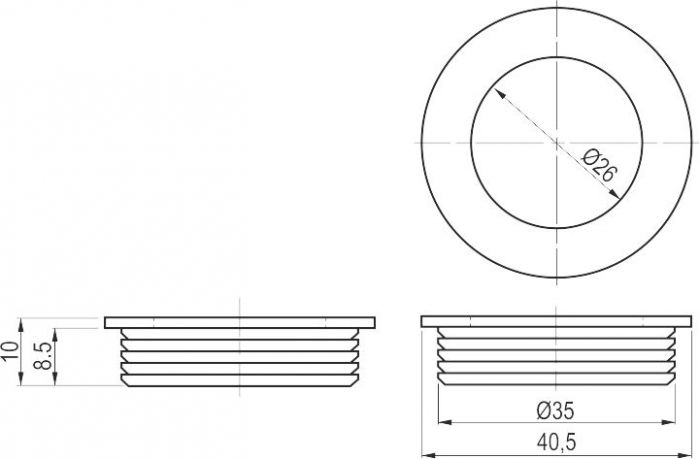 Maner ingropat rotund B224, finisaj aluminiu GT, D:40.5 mm [2]