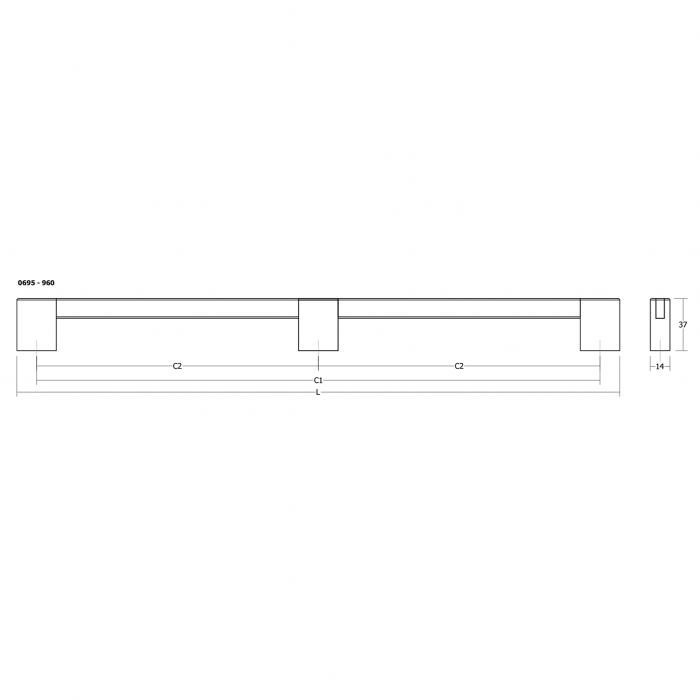 Maner lung pentru mobila Hako Big, finisaj nuc, L:1005 mm [9]