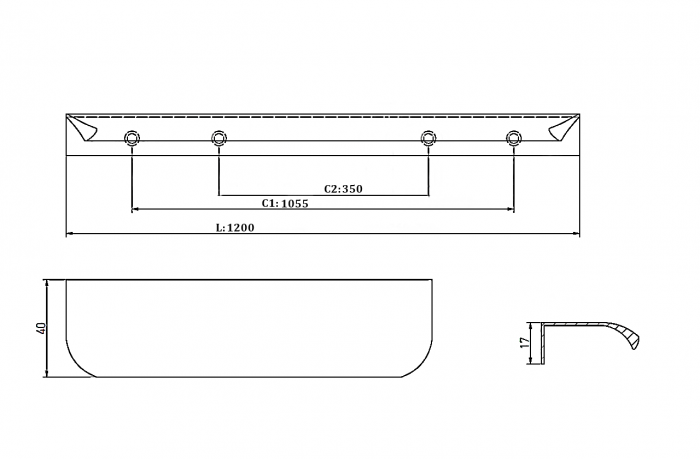 Maner lung pentru mobila Hexa GT, finisaj casmir GT, L:1200 mm [5]
