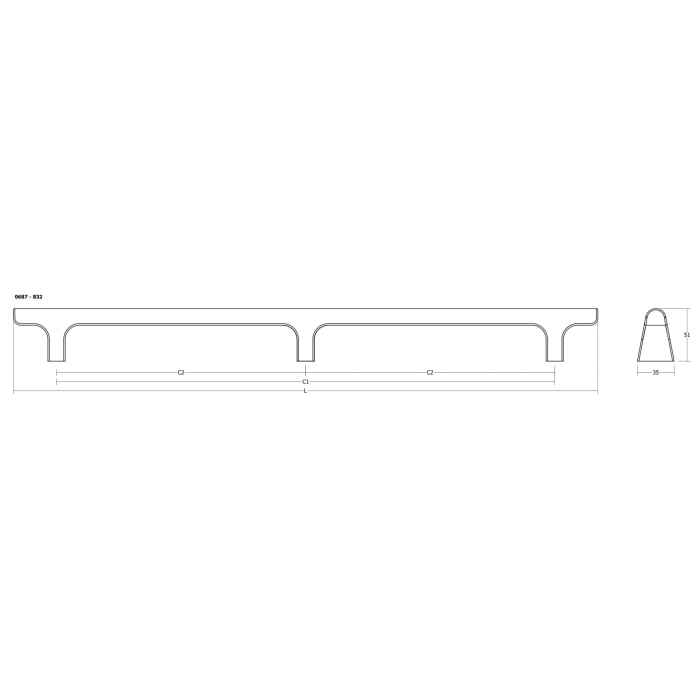 Maner lung pentru mobila Hinoki Big, finisaj bronz periat, L:915 mm [5]