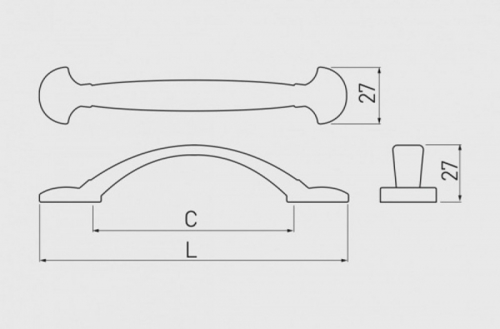 Maner pentru mobila Acera, finisaj alama antichizata GT, L:147 mm [4]