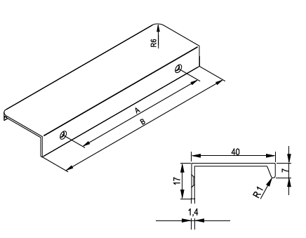 Maner pentru mobila AL13, finisaj negru mat, L:52 mm [3]