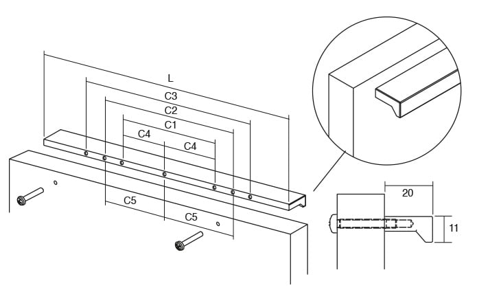 Maner pentru mobila Angle, finisaj maro metalizat, L 1480 mm [7]