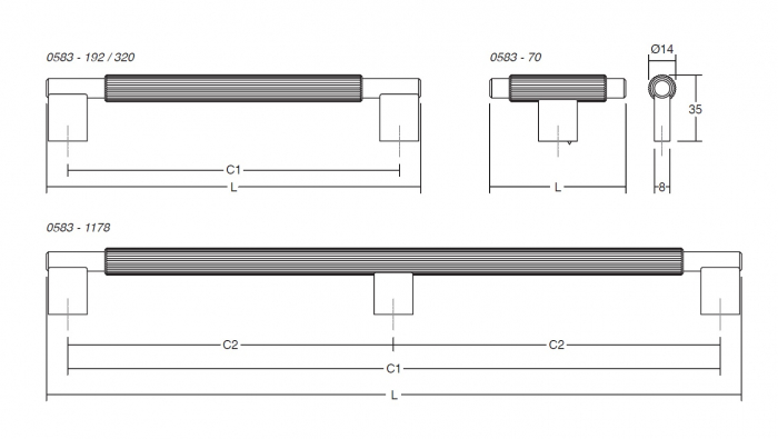 Maner pentru mobila Arpa, finisaj alama intunecata periata, L 214 mm [2]