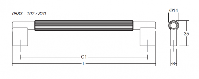 Maner pentru mobila Arpa, finisaj alama rustica, L 214 mm [2]