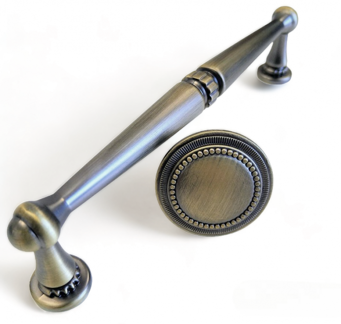 Maner pentru mobila Baroc, finisaj alama antichizata periata, L:175 mm [3]