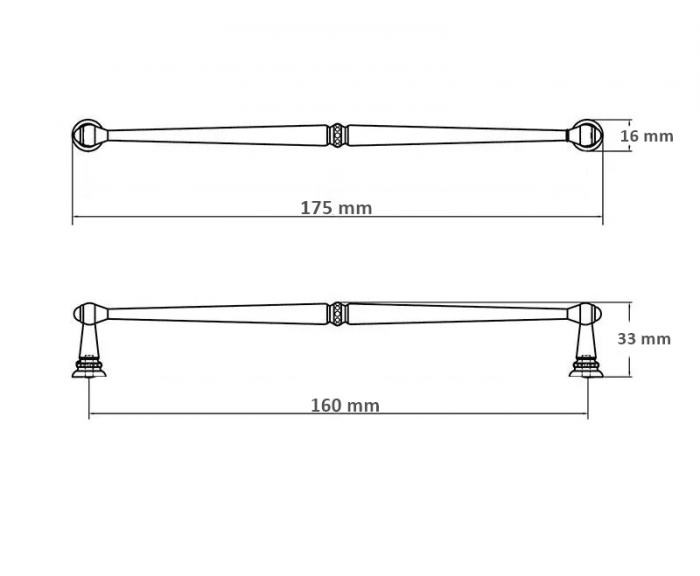 Maner pentru mobila Baroc, finisaj negru mat, L:175 mm [4]