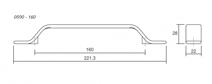Maner pentru mobila Belt, finisaj alb mat, L: 221.3 mm [4]