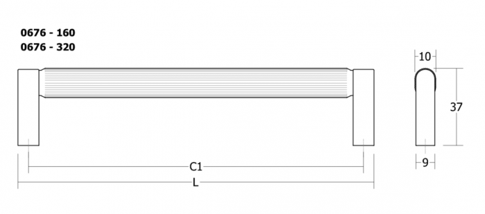 Maner pentru mobila Brooklyn, finisaj alama cava periata, L:170 mm [2]