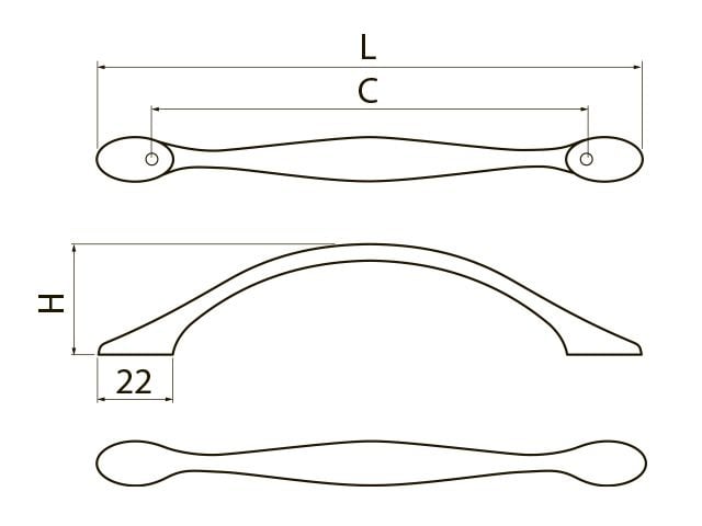 Maner pentru mobila Camaio, finisaj alama antichizata periata GT, L:126 mm [2]