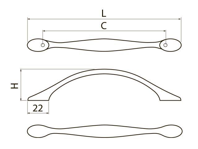 Maner pentru mobila Camaio, finisaj crom negru, L:126 mm [3]