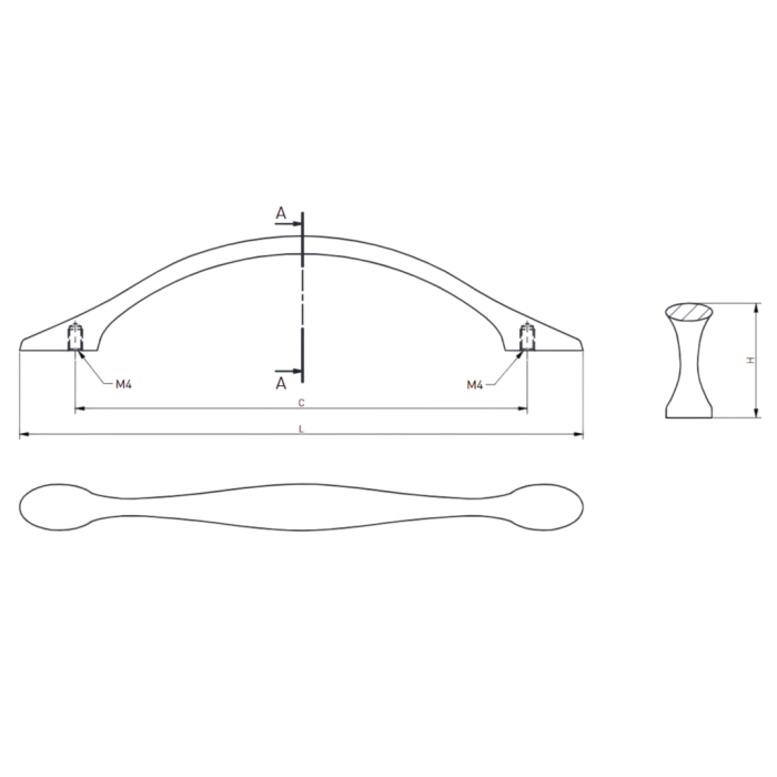 Maner pentru mobila Camaio, finisaj sampanie GT, L:160 mm [2]