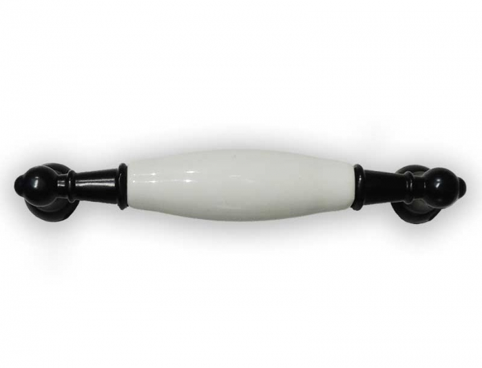 Maner pentru mobila cu insertie ceramica, finisaj alb/negru, 128 mm [3]