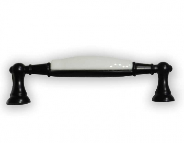 Maner pentru mobila cu insertie ceramica, finisaj alb/negru, 96 mm [4]