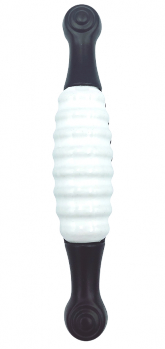 Maner pentru mobila cu insertie ceramica striata, finisaj alb/negru, 96 mm [2]
