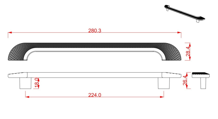 Maner pentru mobila Dax, finisaj alama mata CB, 224 mm [6]