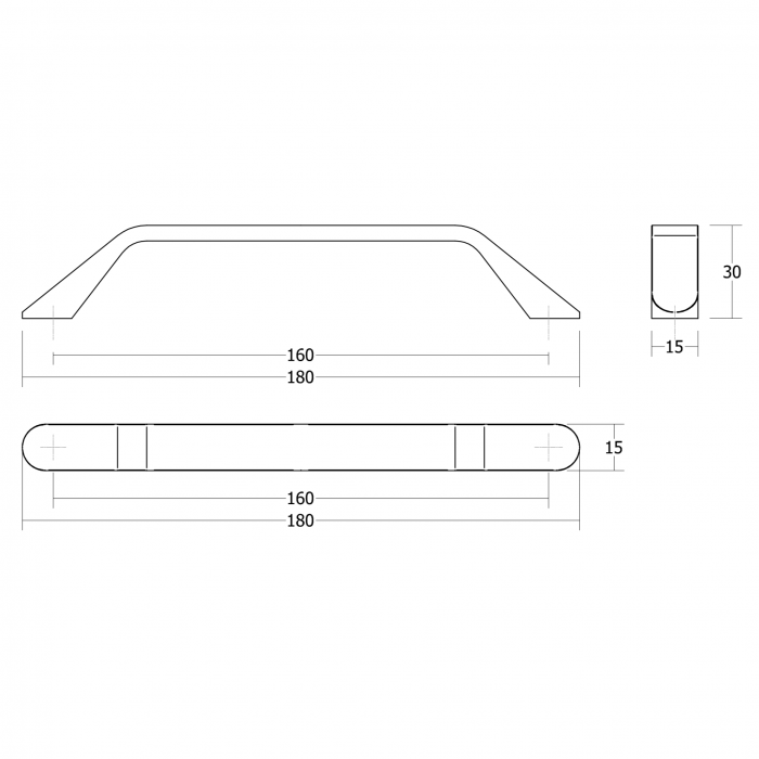 Maner pentru mobila Dropp, finisaj alb mat L:180 mm [3]