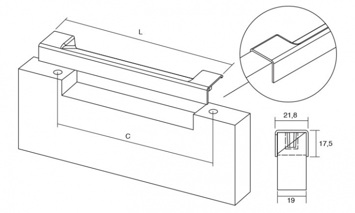 Maner pentru mobila Dua, finisaj nichel periat, L:210 mm [3]