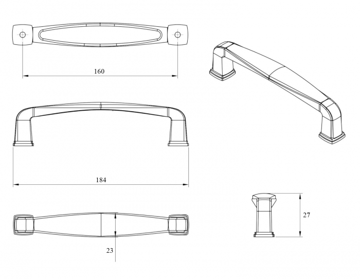 Maner pentru mobila Ferdi, finisaj alama mata CB, 160 mm [5]