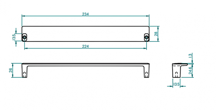 Maner pentru mobila Gen, finisaj negru cobalt, L:234 mm [6]