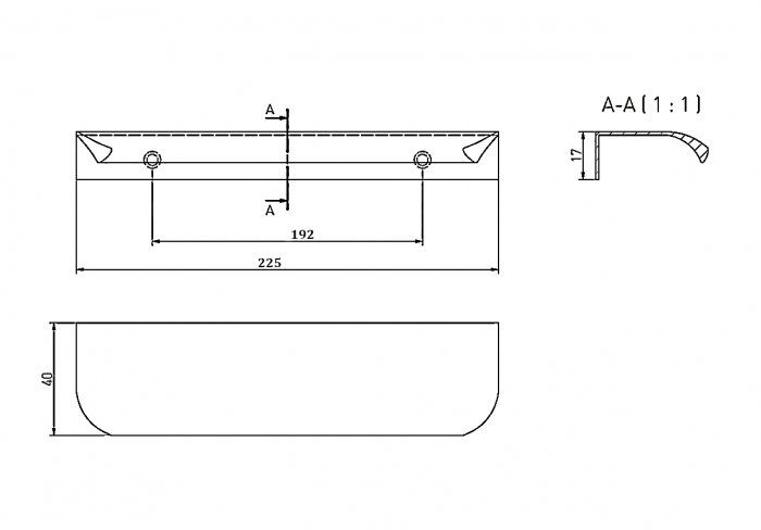 Maner pentru mobila Hexa GT, finisaj alb mat GT, L:225 mm [10]