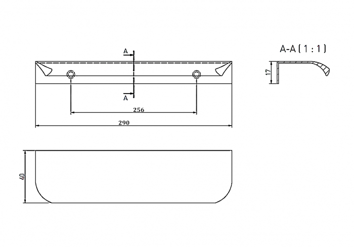 Maner pentru mobila Hexa GT, finisaj auriu deschis periat GT, L:290 mm [10]
