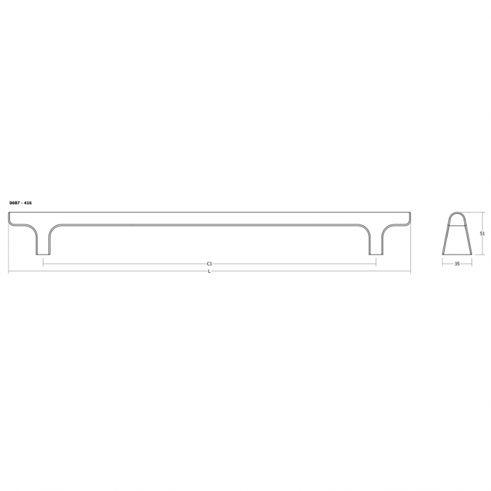 Maner pentru mobila Hinoki Big, finisaj bronz periat, L:500 mm [3]