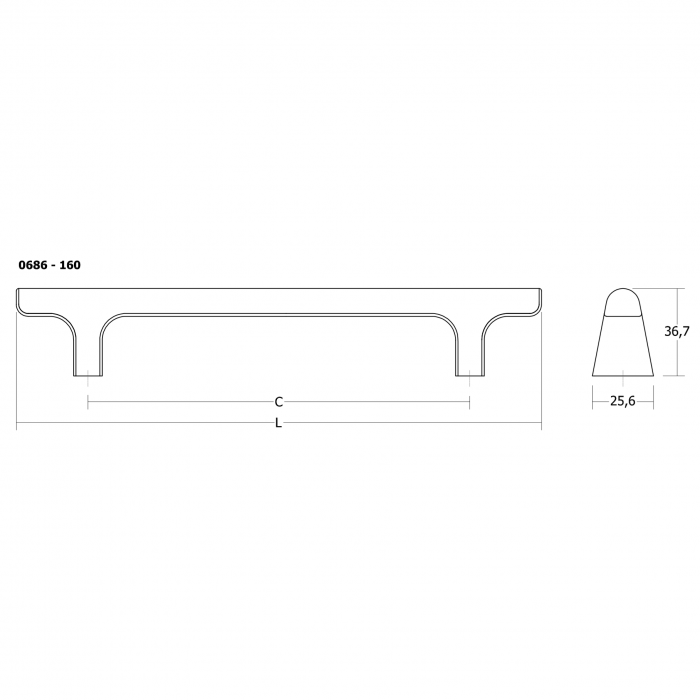 Maner pentru mobila Hinoki, finisaj bronz periat, L:220 mm [3]