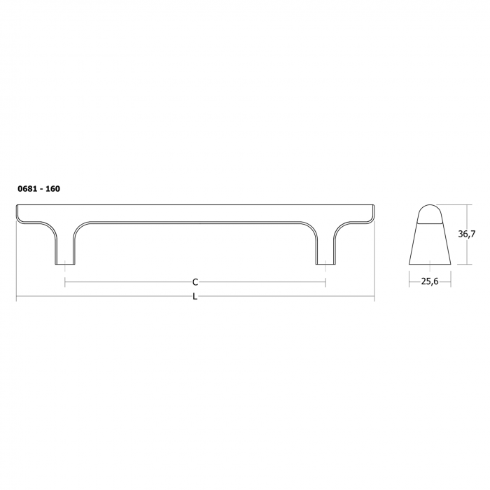 Maner pentru mobila Hinoki Wood Big, finisaj stejar, L:500 mm [5]
