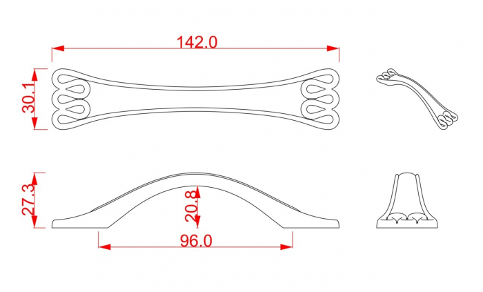 Maner pentru mobila Jade, finisaj alama antichizata CB, 96 mm [3]