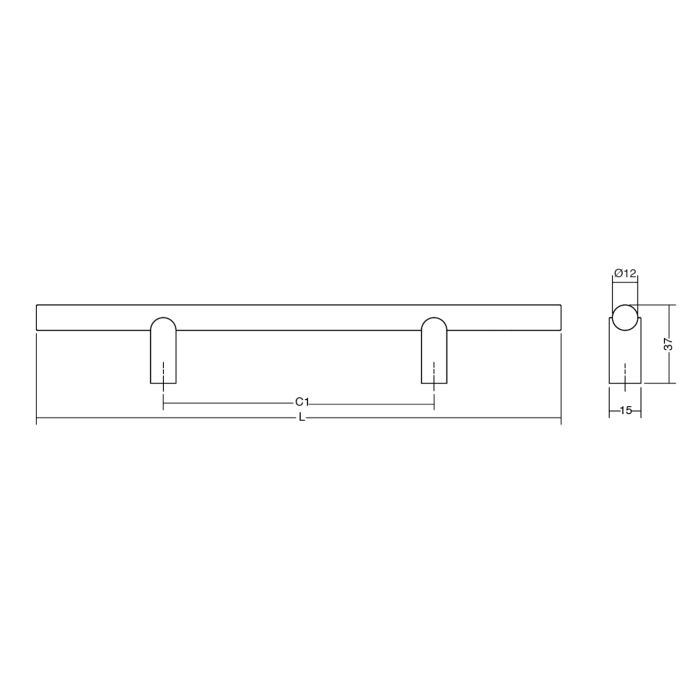 Maner pentru mobila Kumo, finisaj alama cava periata, L:480 mm [2]