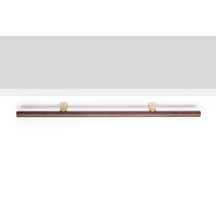 Maner pentru mobila Kumo Wood, finisaj nuc / alama periata, L:480 mm [4]