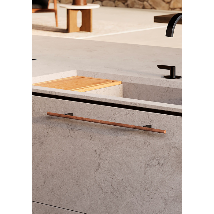 Maner pentru mobila Kumo Wood, finisaj nuc / negru titan, L:480 mm [3]