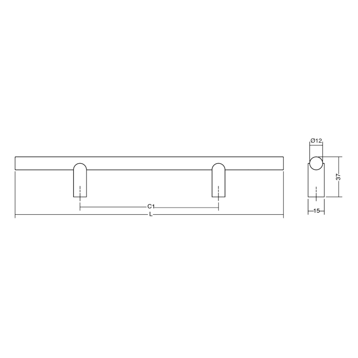 Maner pentru mobila Kumo Wood, finisaj stejar / otel inoxidabil, L:480 mm [3]